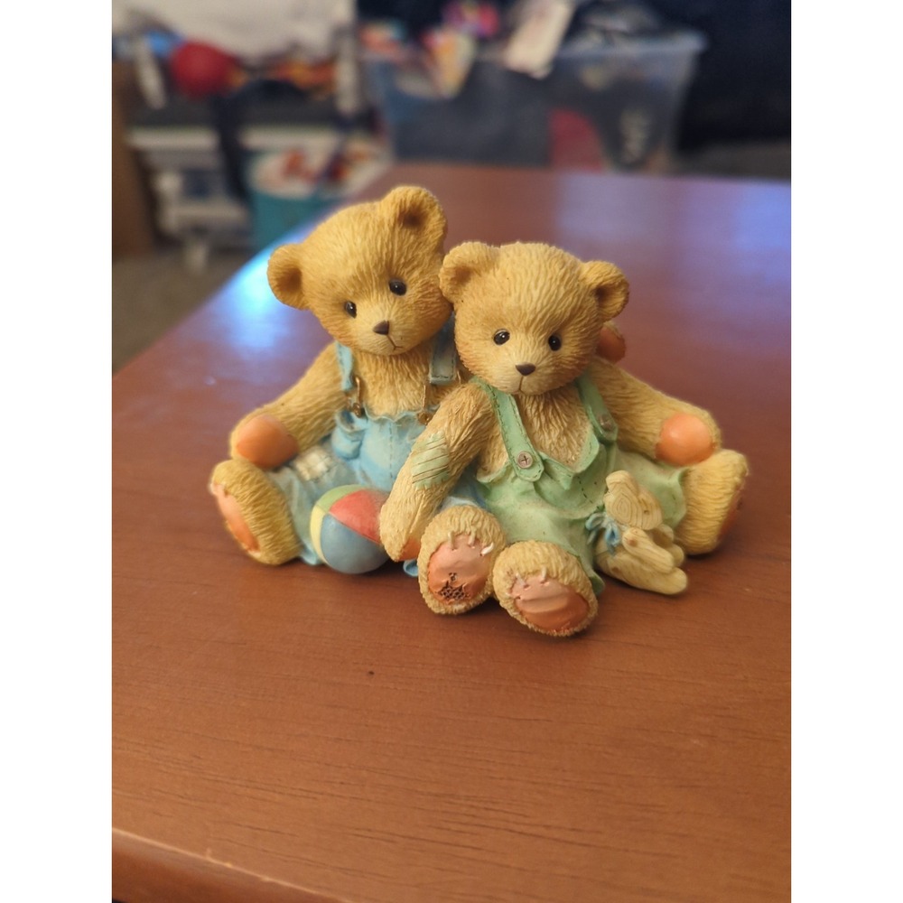 Vintage Cherished Teddies Travis And Tucker Enesco Figurine 1995